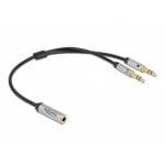 Adaptador DeLOCK para auriculares 1 hembra estéreo 4 contactos a 2 machos estéreo 3 contactos 3,5 mm
