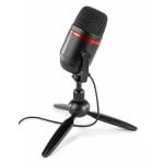 Micrófono Power Dynamics PCM100 USB cardioide con trípode y luz LED