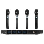Micrófono Power Dynamics PD524 inalámbrico UHF con 4 canales y receptor