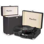 Tocadiscos Audizio RP114BK con altavoces estéreo, RCA, auriculares y estuche RC32