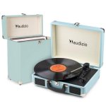 Tocadiscos Audizio RP116BL Bluetooth 33/45/78 rpm Azul con estuche para 35 vinilos