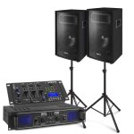 Sistema de sonido Skytec 700 W RMS Bluetooth con trípodes y mezclador