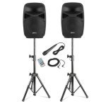 Sistema de sonido activo Vonyx VPS082A 400W Bluetooth USB con soportes LS02K