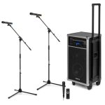 Sistema portátil Vonyx ST100 250W RMS Bluetooth CD USB SD con 3 micrófonos y 2 trípodes