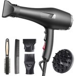 Sèche-cheveux Ionique Professionnel Dam Electronics 3 Températures 2 Vitesses avec Accessoires