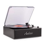 Audizio Reno – Tocadiscos Para Vinilo Con Altavoces Estéreo Integrados Y Bluetooth, Acabado En Color Negro