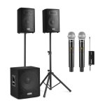 Sistema sonido Vonyx VX1015BT 1000W Bluetooth 2 micrófonos inalámbricos