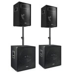 Pack de sonido Vonyx 1700W RMS 2 altavoces 10" y 2 subwoofers 15"