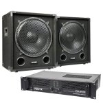 Subwoofers Max Noche Oscura 15SUB 1200W RMS Amplificador Vonyx VXA-3000