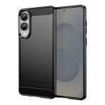Funda para móvil DLH DY-PS5419 Cover silicona negra patrón carbono para Galaxy S25 Edge