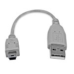 Cable USB 2.0 StarTech 15 cm Mini-USB B Macho a USB A Macho Gris
