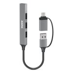 Hub Port Designs 4 ports 5000 Mbit/s modèle 900160 câble 0,1 m aluminium argent