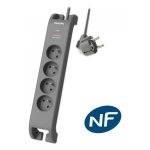 Multiprise MCL SPN3140A/19 4 prises avec protection et interrupteur 2 m gris