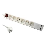 Multiprise DLH DY-WU2941W 6 prises 2 USB avec interrupteur 1,4 m blanc