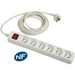 Multiprise DLH DY-WU2911 6 prises avec interrupteur et protection blanche