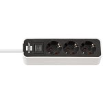 Multipresa Brennenstuhl 3 prese con interruttore e protezione bambini, design nero-bianco
