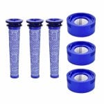 Pack 3+3 Filtros Aspiradora Dyson V7 V8 Pre Post Motor Lavables