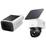 Videocamere di sorveglianza Eufy SoloCam S340 3K Visione Notturna Esterna IA Pannello Solare Audio Bidirezionale e SoloCam S220 2K Visione Notturna Esterna IA Pannello Solare