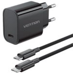 Cargador de Pared GaN Vention 30W USB-C con Cable de 1m Negro