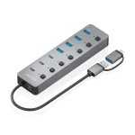 Hub Aisens 8 portas 5 Gbps USB3.1 Gen1 ASUC-8P043-GR com botões