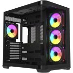 Boîtier PC Krux Tano Tour Mid avec panneau panoramique et 4 ventilateurs ARGB