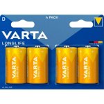 Pile Alcaline VARTA Longlife D 4 unités