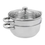 Cestello per cottura a vapore Baumalu 24 cm Acciaio Inox 2 Pezzi con Coperchio in Vetro