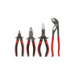 Jeu De Pinces Ks Tools Ergotorque 4 Pièces, Acier Spécial, Finition Chrome Mat, Poignées Bi-matière Rouge Et Noire