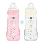 Mam Easy Active Pack 2 Biberones 330 Ml Tetina Ultra Suave Etapa 2 +6 Meses Berry Y Pearl