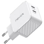 Nevox GaN 65W Ladegerät Dual USB-C PD QC3.0 Weiß