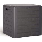 Baúl De Almacenaje De Plástico Marrón Estilo Madera, Tapa Y Dos Asas, 140 L, Medidas: 585x460x550 Mm