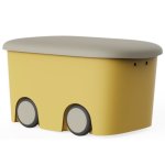 Caja Almacenamiento De Plástico Con Ruedas Y Tapa | Color Amarillo | 45 Litros | Medidas 58x38x32 Cm