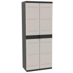 Armario De Plástico, Beige Y Negro, 2 Puertas, 4 Baldas Regulables En Altura | Medidas: 176x70x41 Cm