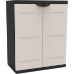 Armario De Plástico Multiuso, 2 Puertas, Beige Y Negro, 70x41x88 Cm, 2 Baldas Regulables En Altura