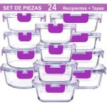 Recipientes De Cristal Para Alimentos - 24 Piezas (12 Recipientes Y 12 Tapas) - Apto Lavavajillas