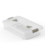 Caja De Almacenaje De Plástico Transparente Con Ruedas Y Tapa, Capacidad 60 L, Medidas: 80x50x18 Cm