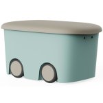 Caja De Almacenamiento De Plástico Con Ruedas Y Tapa, Color Menta | 45 Litros | Medidas: 58x38x32 Cm