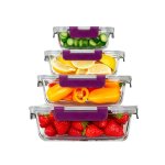 Recipientes De Cristal Para Alimentos - 8 Piezas (4 Recipientes Y 4 Tapas)