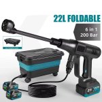 Pistola Acqua Alta Pressione 200Bar Autrucker 21V 6in1 Secchio 22L