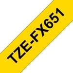 Fita Brother TZE-FX651 24 mm x 8 m Preto sobre Amarelo