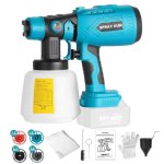Pulverizador de Tinta Sem Fios Autrucker HVLP 200W 4 Bicos Cobre 18V
