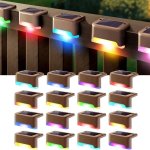 Autrucker Pack 16 Luces Solares RGB Impermeables Automáticas para Escalones Exteriores