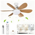Deckenventilator mit Licht Autrucker 40W 52cm 6 Flügel LED 3 Stufen Fernbedienung
