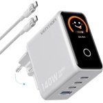 Cargador de pared GaN Vention 140W 3 USB-C + USB-A pantalla LED