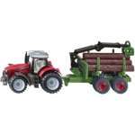 Véhicule de construction SIKU Massey Ferguson avec remorque forestière et grue