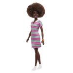 Barbie Fashionistas Puppe 29,8 cm Schwarze Lockiges Haare Gestreiftes Polo-Kit Mint-Grün Rosa