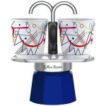 Cafetière italienne Bialetti Mini-express Kandinsky 2 tasses 100 ml bleu inox