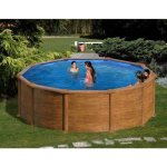Piscine Démonatable GRE Mauritius Ø4,80 m Bois Filtre à Sable Échelle