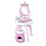 Smoby Disney Princess Tovaglia Bimbi 2 In 1 con Panchina, Specchio Ovale Regolabile, 3 Cassetti e +10 Accessori Rosa e Bianco