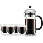 Caffettiera a stantuffo Bodum Chambord 1L con 4 bicchieri Pavina doppia parete